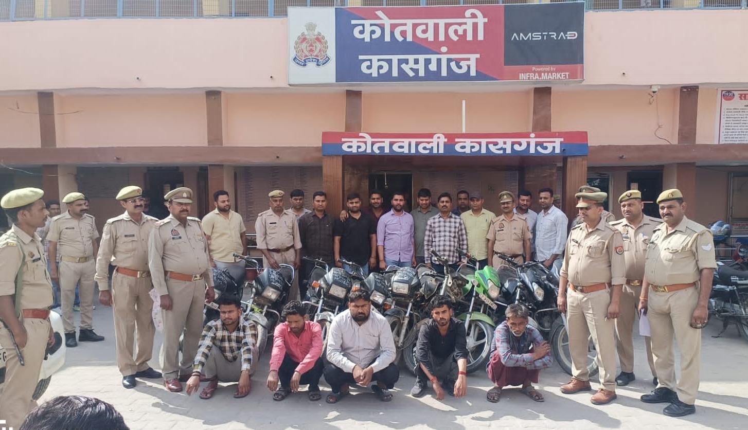 कासगंज पुलिस को मिली बड़ी सफलता: अंतर्जनपदीय वाहन चोर गैंग का पर्दाफाश, 5 गिरफ्तार
