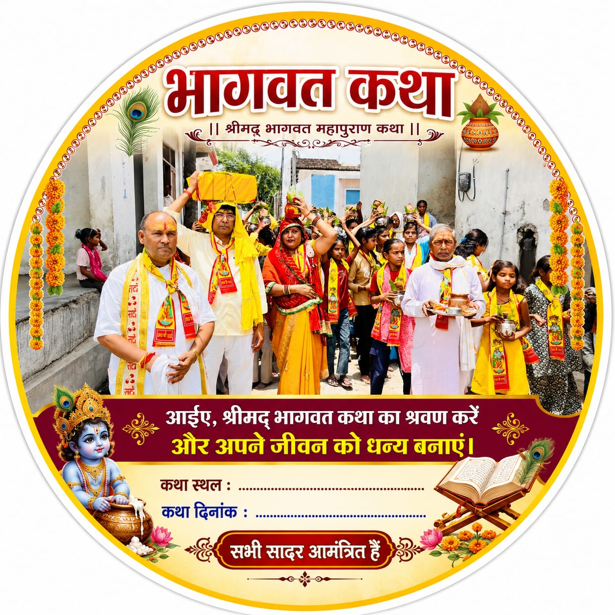 KASGANJ NEWS कलश यात्रा के साथ श्रीमद्भागवत कथा ज्ञान यज्ञ का शुभारंभ, भक्तिमय माहौल में उमड़े श्रद्धालु