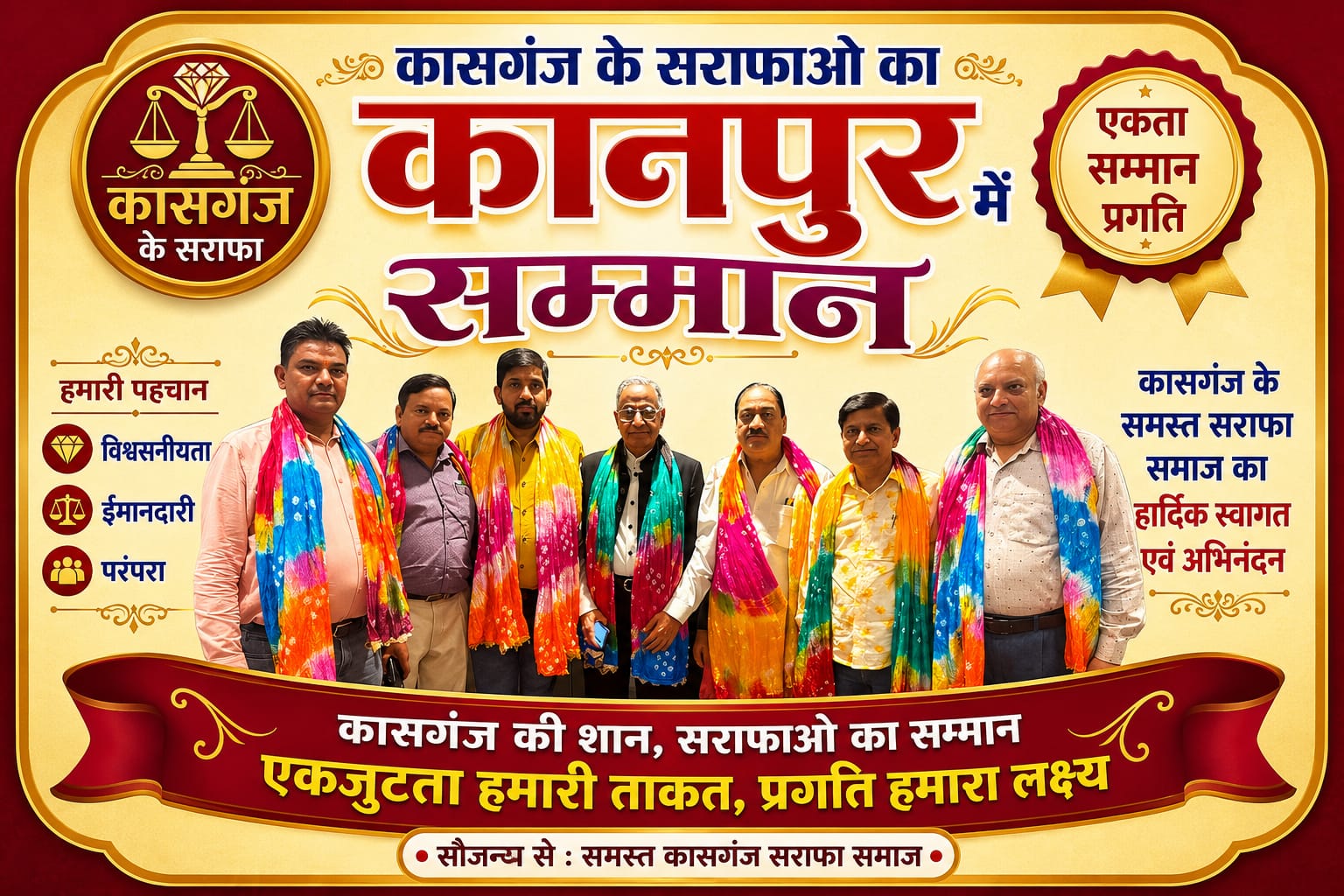KASGANJ NEWS सर्राफा कारोबारियों की समस्याओं पर कानपुर में मंथन, कासगंज प्रतिनिधिमंडल ने प्रदेश अध्यक्ष का किया सम्मान