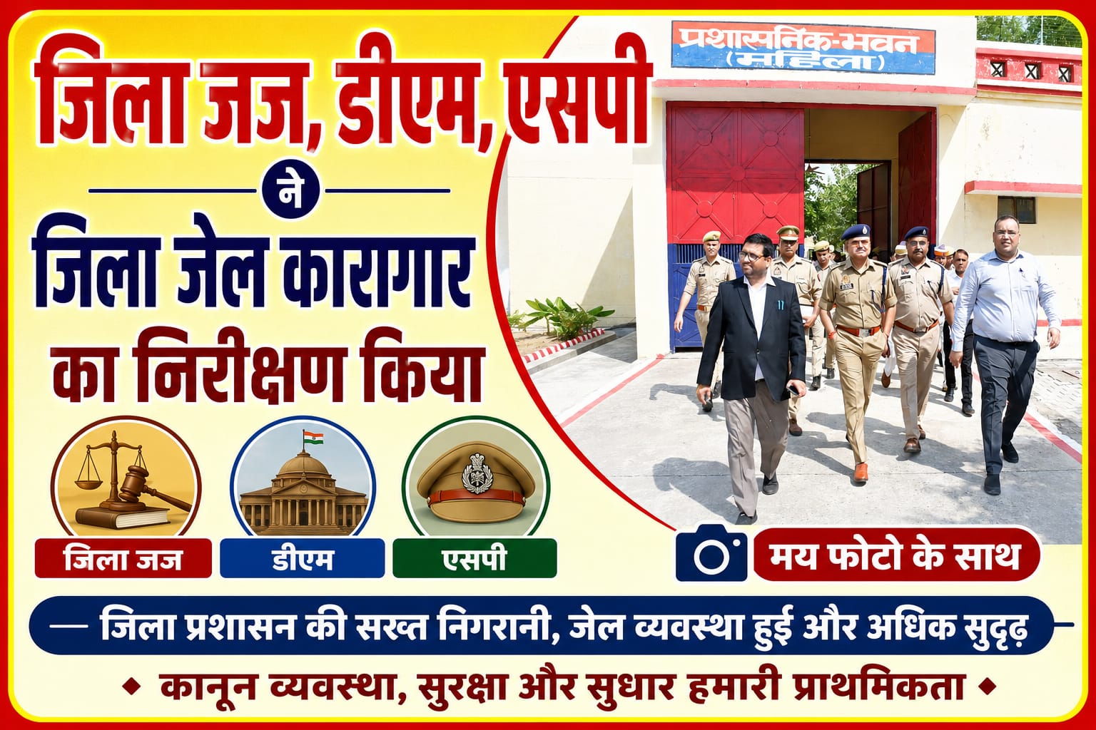 KASGANJ NEWS जिला जज, डीएम और एसपी ने किया जिला कारागार का संयुक्त निरीक्षण, बंदियों से मिलकर जाना हाल