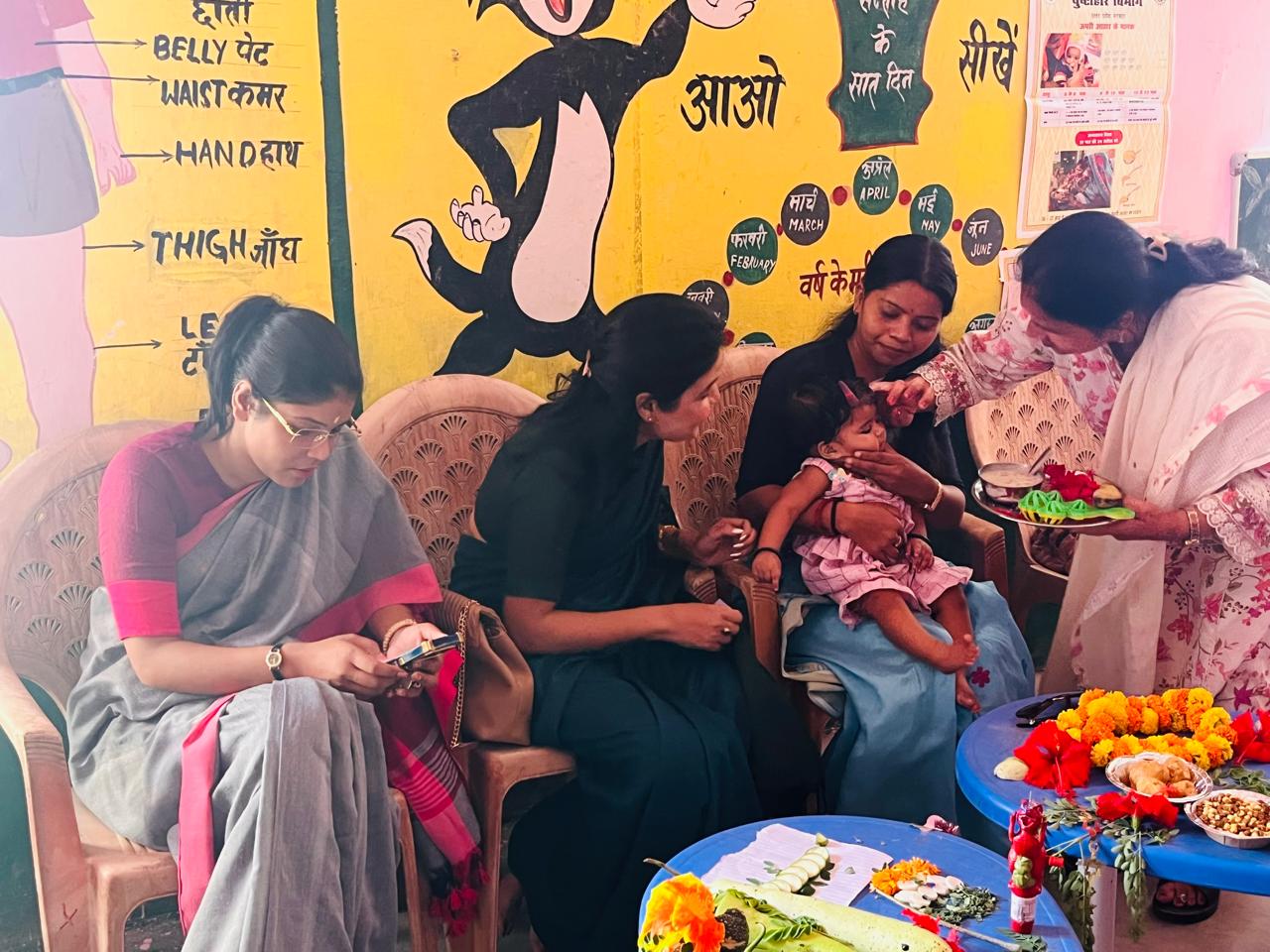 बदाली खेड़ा में आंगन मिलन कार्यक्रम, बच्चों का अन्नप्राशन, महिलाओं ने गाए लोकगीत